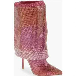 azalea wang wishful crystal embellished pointed toe boot